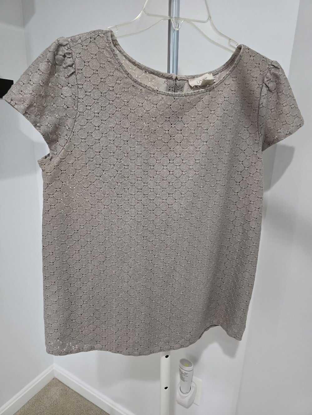 LOFT Beige Crochet Lace Top